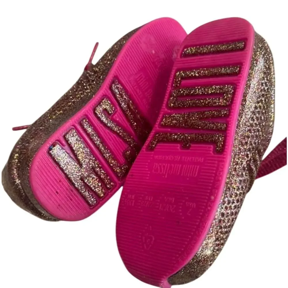 Mini Melissa Love Sneakers Toddler Girls Sz. 7C (Fit like 6C) Glitter Pink VGUC